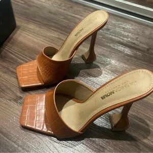 Fashion Nova Women's Brown Croc Heels